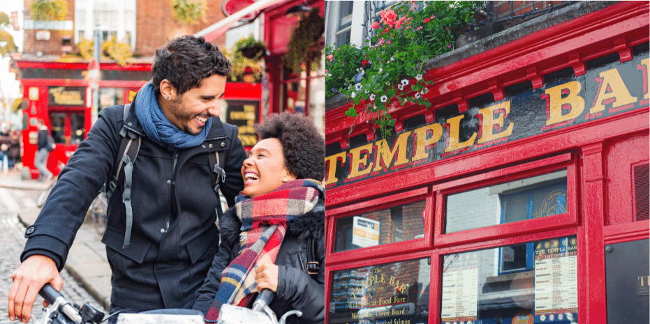 Best of Dublin Temple Bar Couple Laughing outside pubs